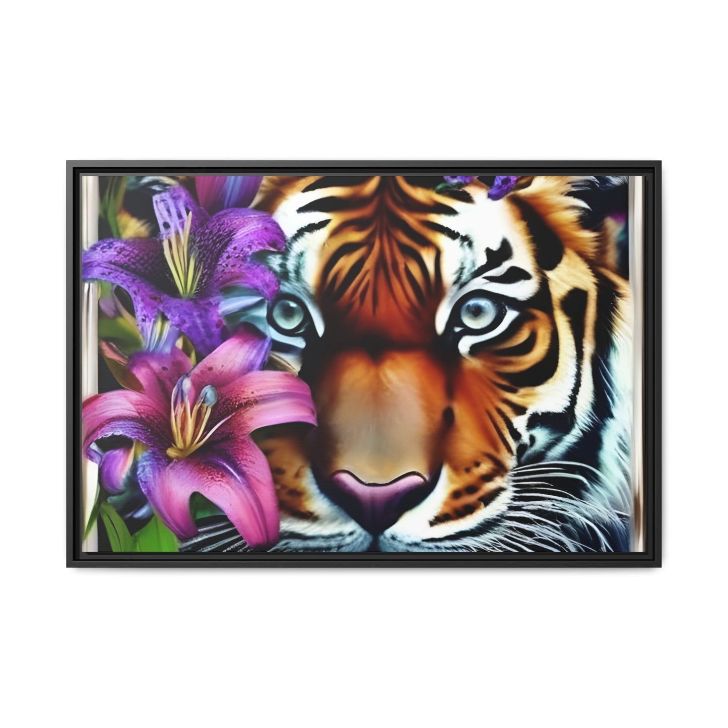 R&RH Vibrant Tiger Floral Framed Canvas Art