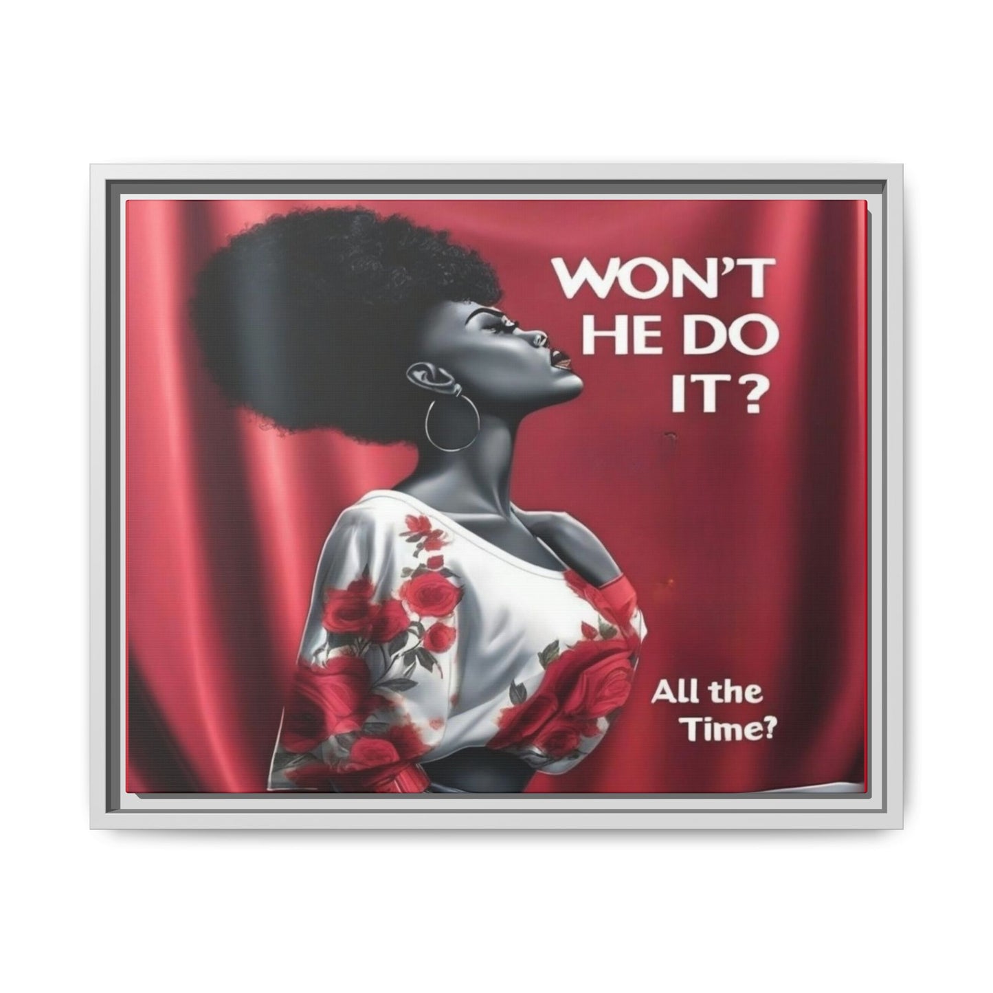 R&RH Inspirational Framed Canvas Art - "Won't He Do It?"