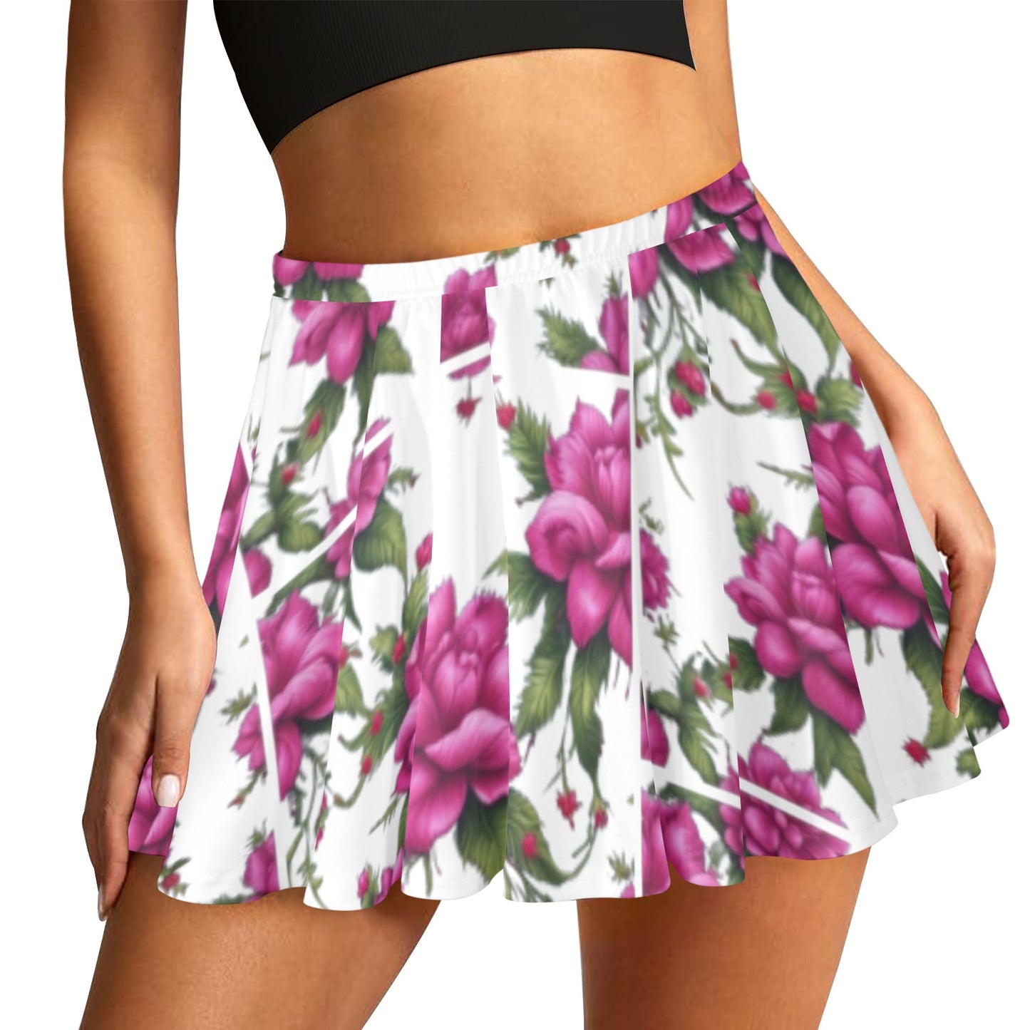 R&RH Fushia Roses Skater Skirt