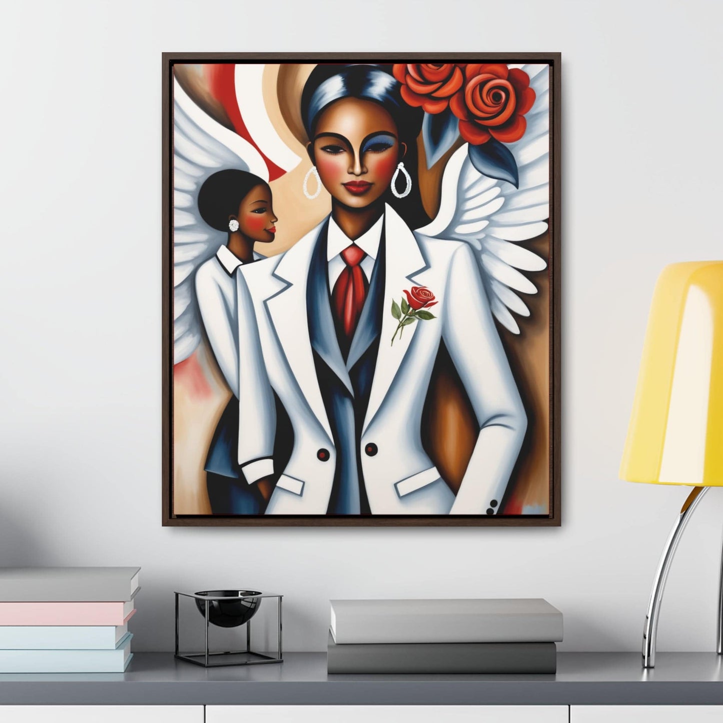 R&RH Red and White Angels Smile Canvas Portrait Empowering Gallery Canvas Wrap - Modern Art for Inspirational Spaces