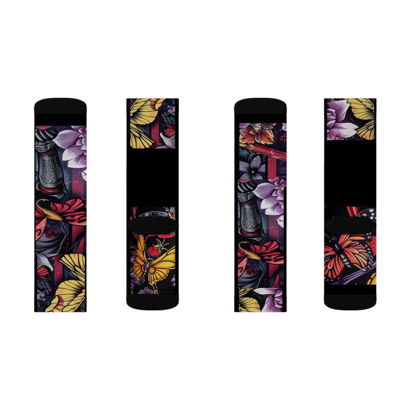 R&RH Vibrant Floral Ninja Sublimation Socks for Creative Souls | Unique Art Design