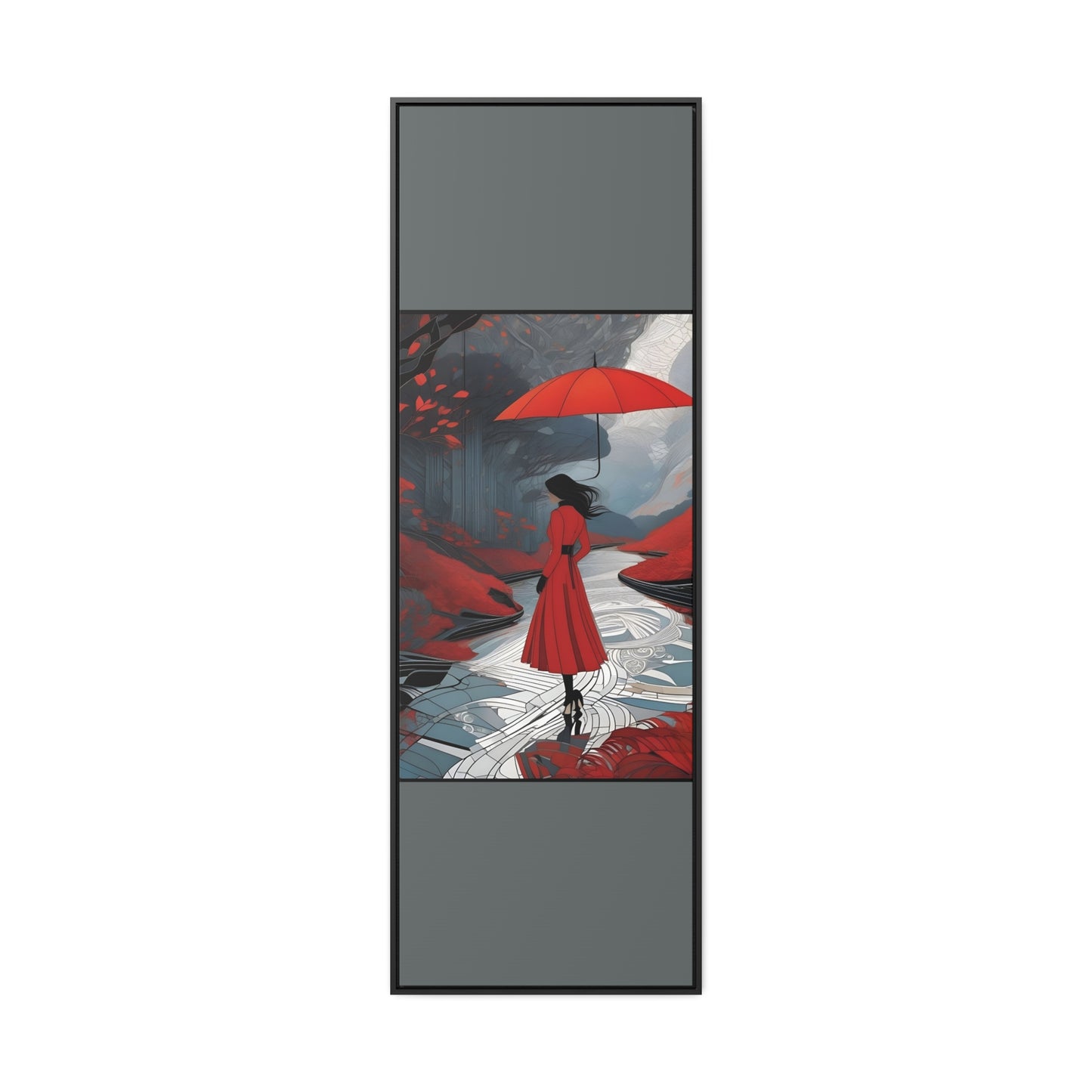 R&RH Red Umbrella Art Canvas Wrap - Elegant Wall Decor for Home