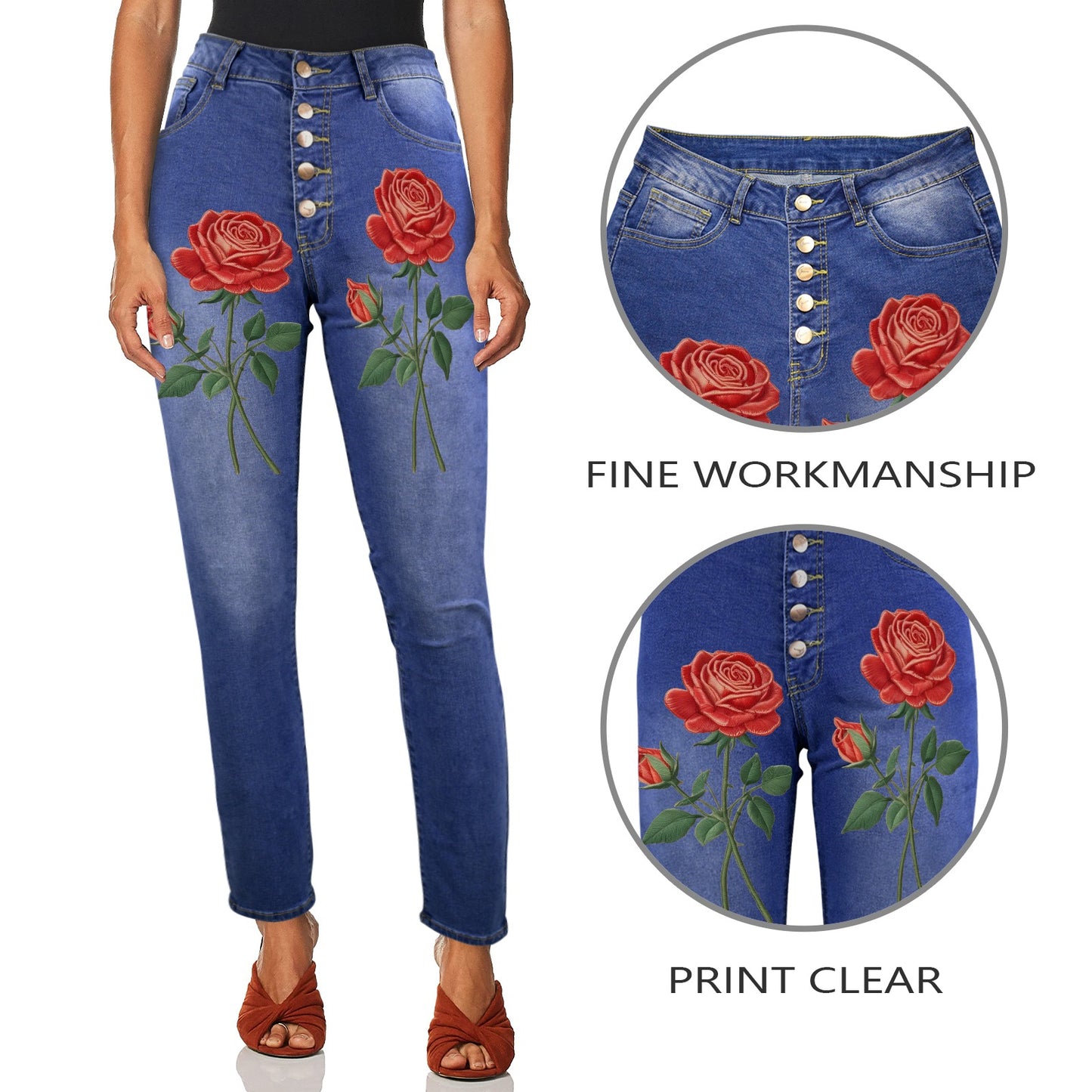 R&RH Red Roses Womens Jeans Women's Jeans