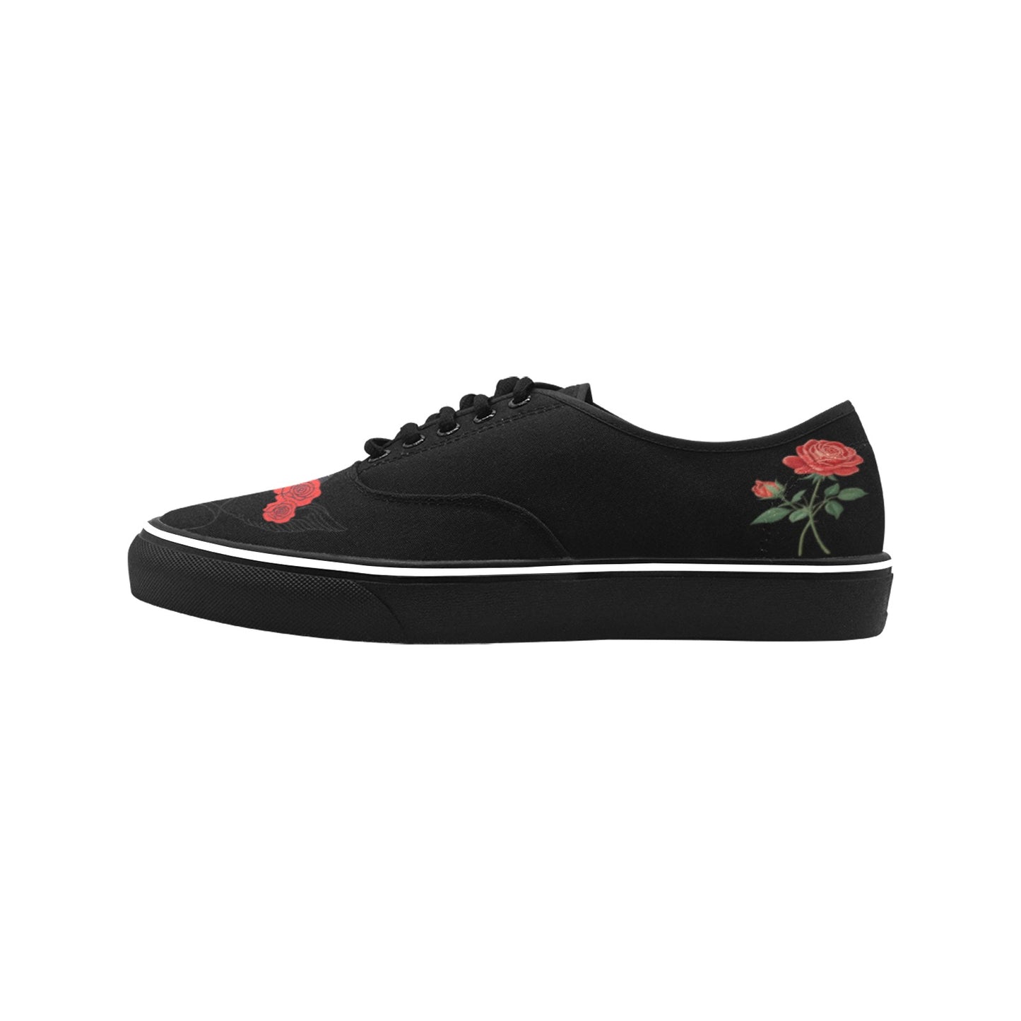 R&RH Woman With Rose Womens Black Low Top Designer Sneakers