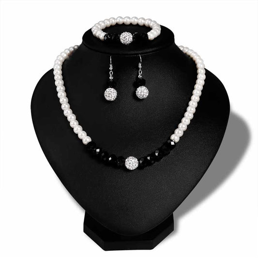 Pearl Jewelry Sets with Earrings, Necklace, and Bracelet