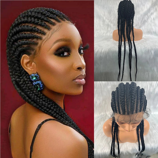 NEW Braided Wigs Synthetic Full Lace Wig for Black Women Braiding Hair 30inches With Baby Hair Boxing Braid Black Wig