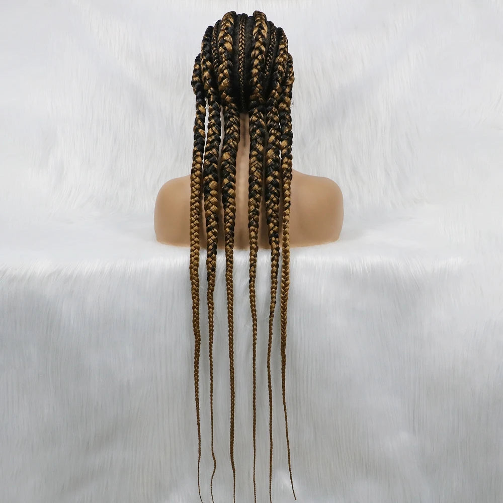 NEW Braided Wigs Synthetic Full Lace Wig for Black Women Braiding Hair 30inches With Baby Hair Boxing Braid Black Wig