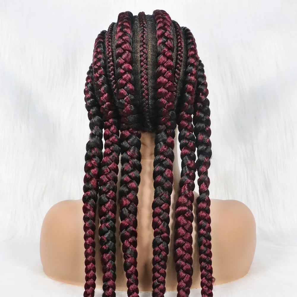 NEW Braided Wigs Synthetic Full Lace Wig for Black Women Braiding Hair 30inches With Baby Hair Boxing Braid Black Wig