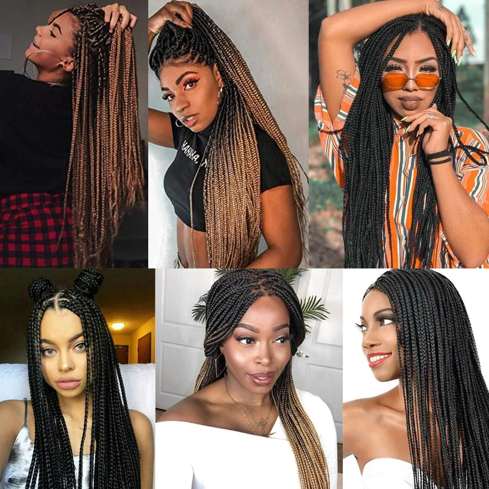 Wakego Braid Wigs For Black Women Lacefront 1b 27 30 Gray 2 Tone Ombre Color Box Braided Wig pelucas sinteticas de buena calidad