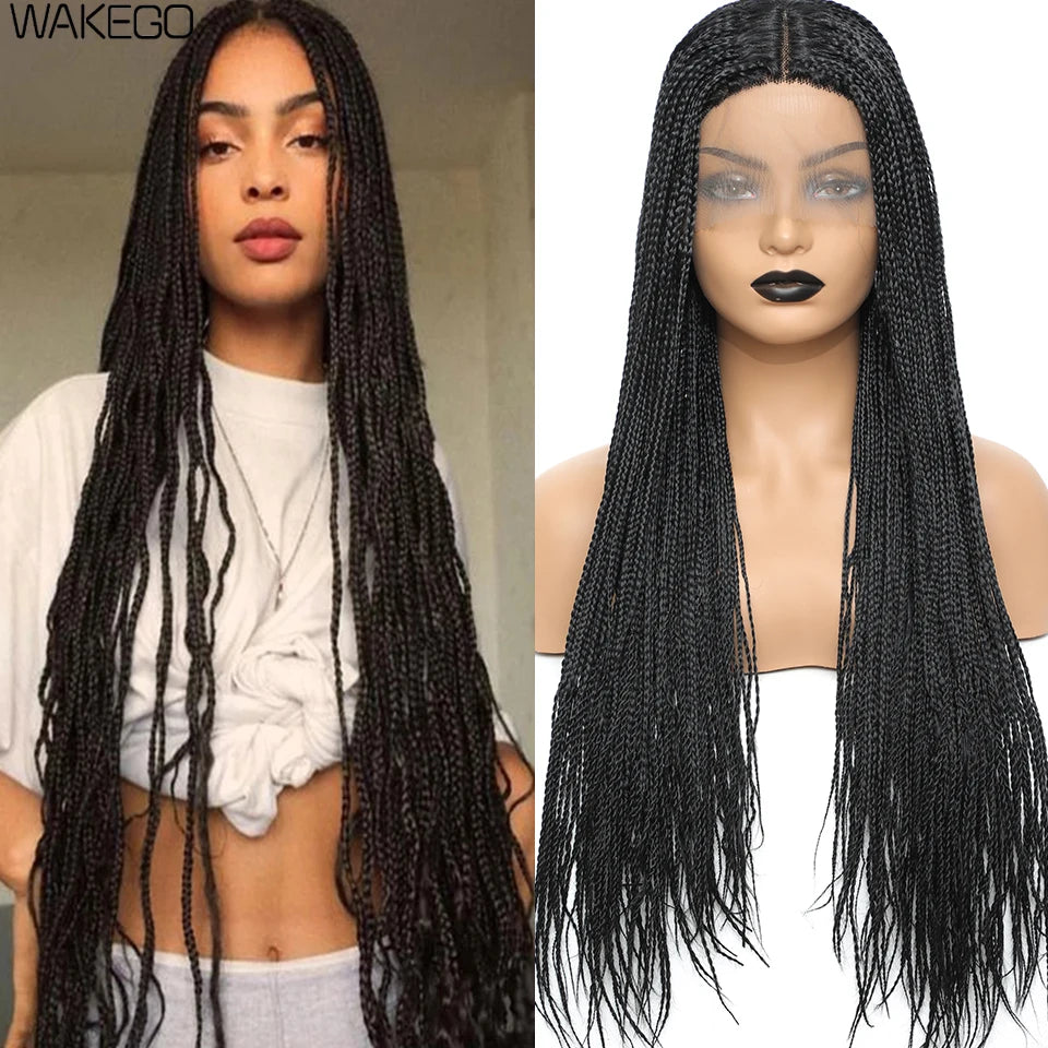 Wakego Braid Wigs For Black Women Lacefront 1b 27 30 Gray 2 Tone Ombre Color Box Braided Wig pelucas sinteticas de buena calidad