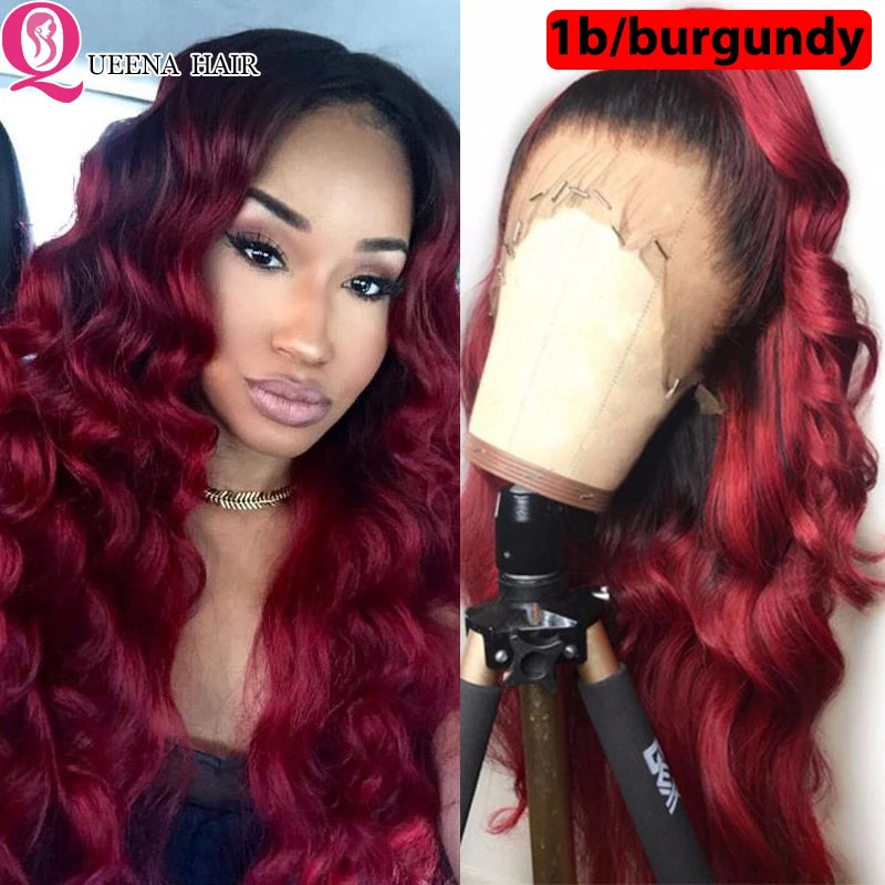 Ombre Human Hair Wig Body Wave Lace Front Wig 13x4 Human Hair Lace Frontal Wigs Ombre Honey Blonde Lace Front Wig 180% Brazilian