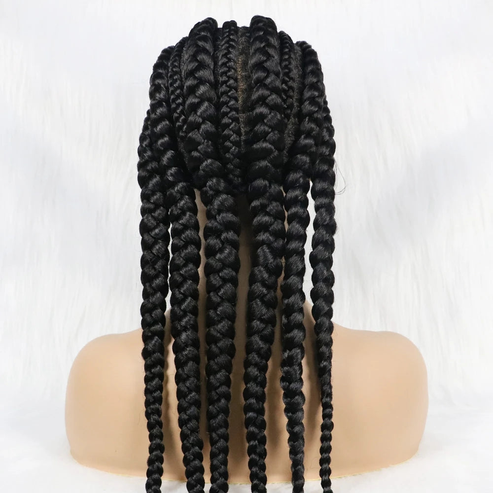 NEW Braided Wigs Synthetic Full Lace Wig for Black Women Braiding Hair 30inches With Baby Hair Boxing Braid Black Wig