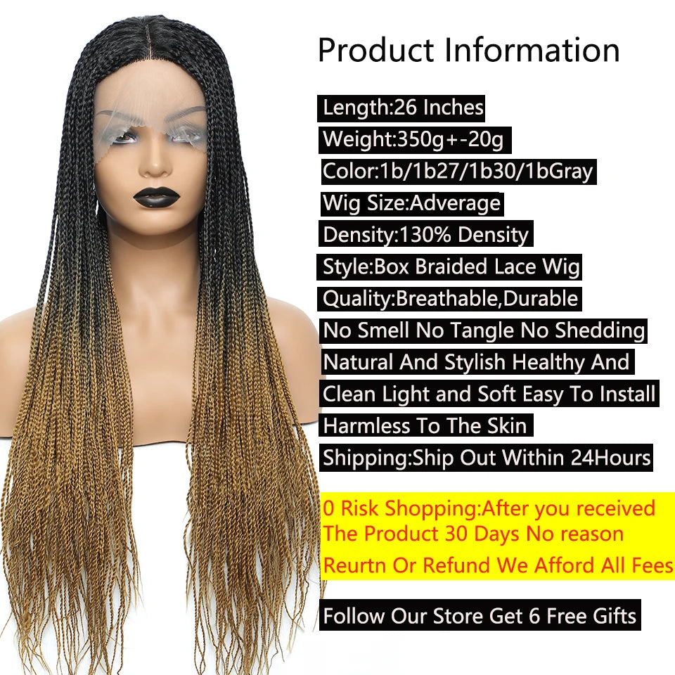 Wakego Braid Wigs For Black Women Lacefront 1b 27 30 Gray 2 Tone Ombre Color Box Braided Wig pelucas sinteticas de buena calidad