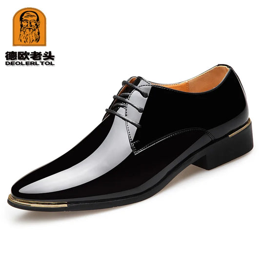 2021 Newly Men&#39;s Quality Patent Leather Shoes White Wedding Shoes Size 38-48 Black Leather Soft Man Dress Shoes