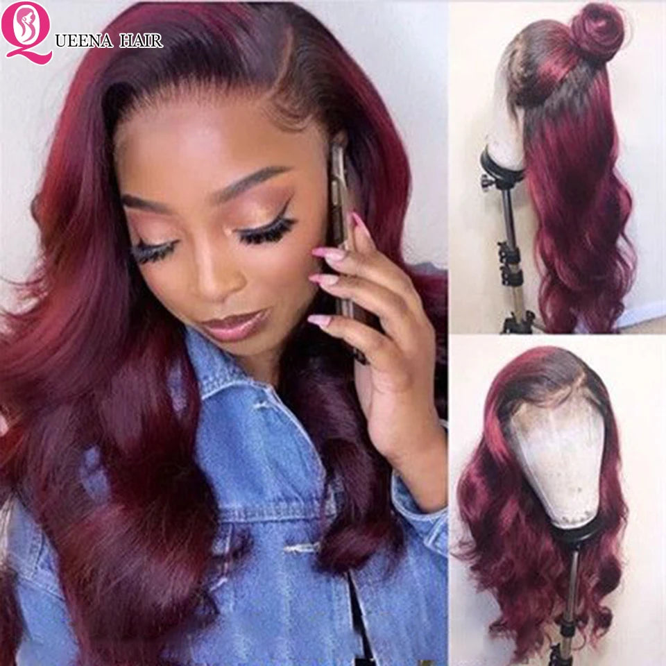 Ombre Human Hair Wig Body Wave Lace Front Wig 13x4 Human Hair Lace Frontal Wigs Ombre Honey Blonde Lace Front Wig 180% Brazilian