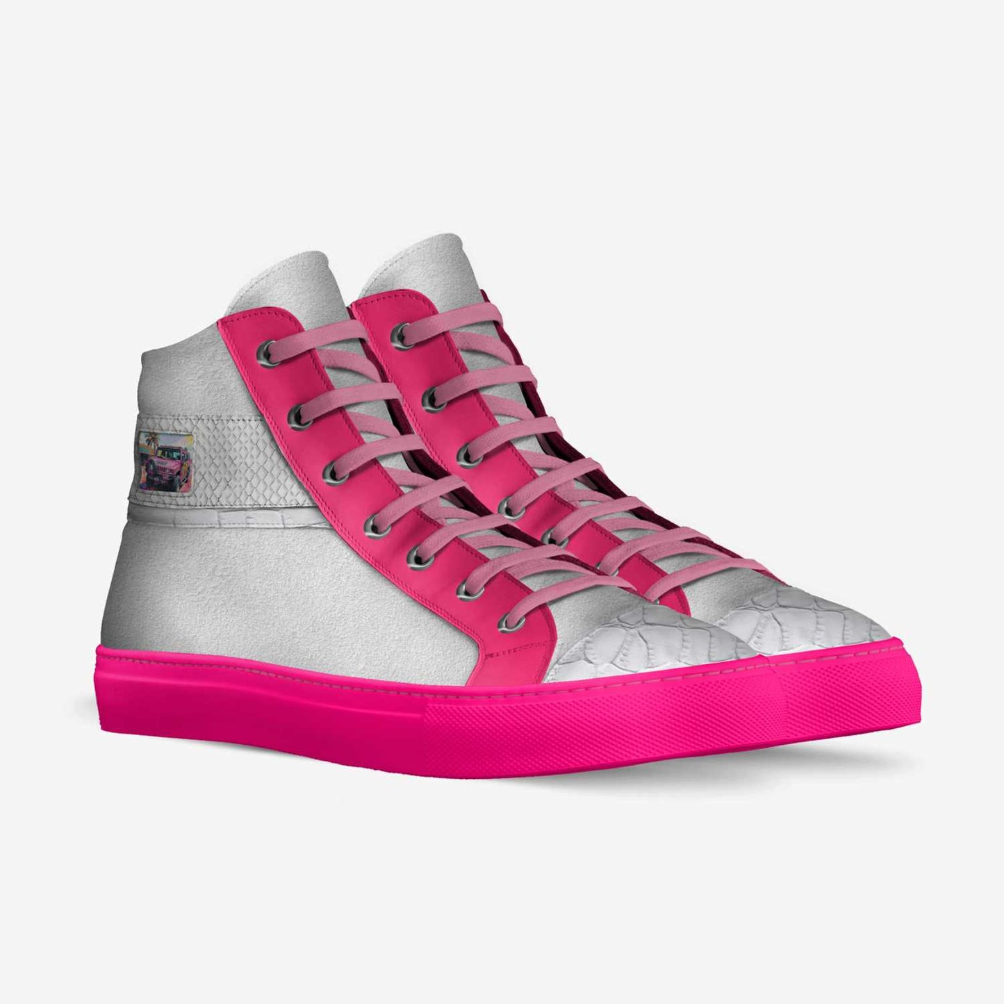 R&RH  PinkDestiny Pink and White Designer Sneakers