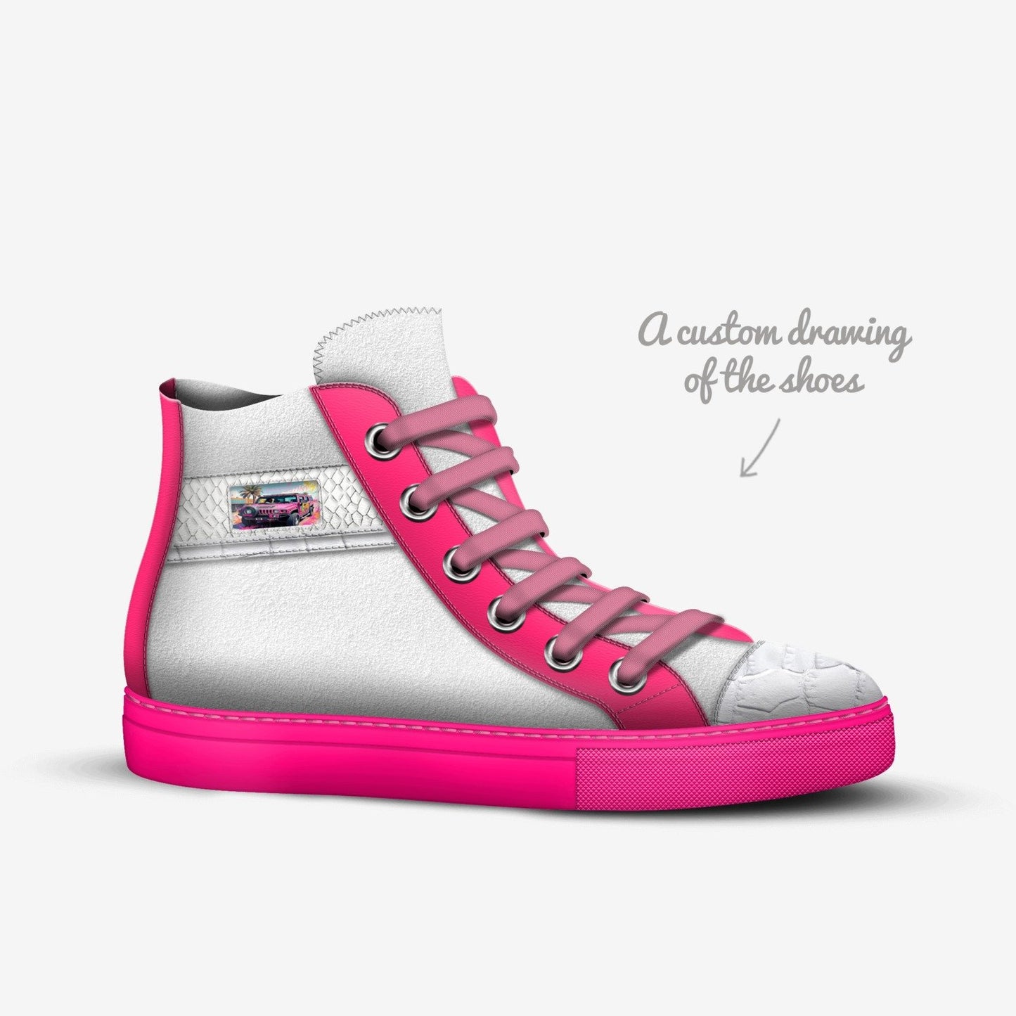 R&RH  PinkDestiny Pink and White Designer Sneakers