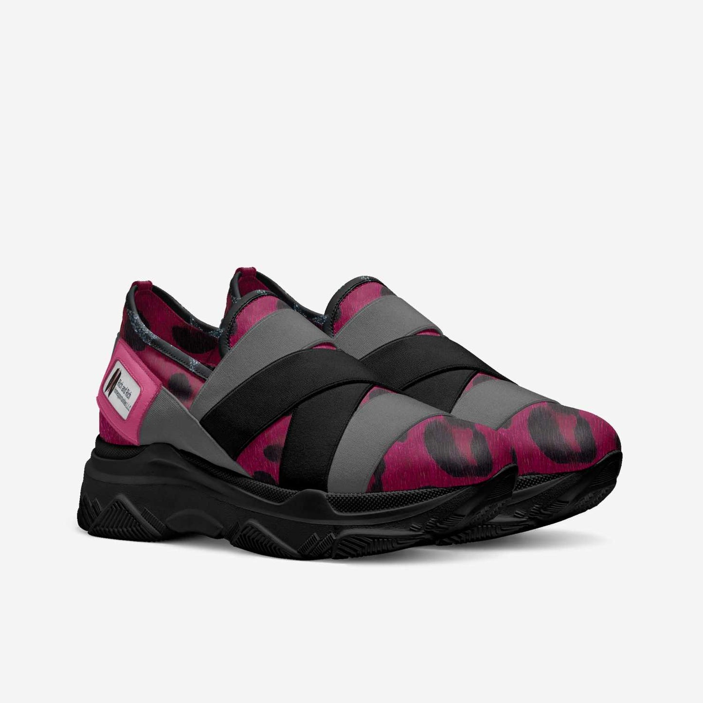 R_RH Be Sure black_pink elastic sneaker