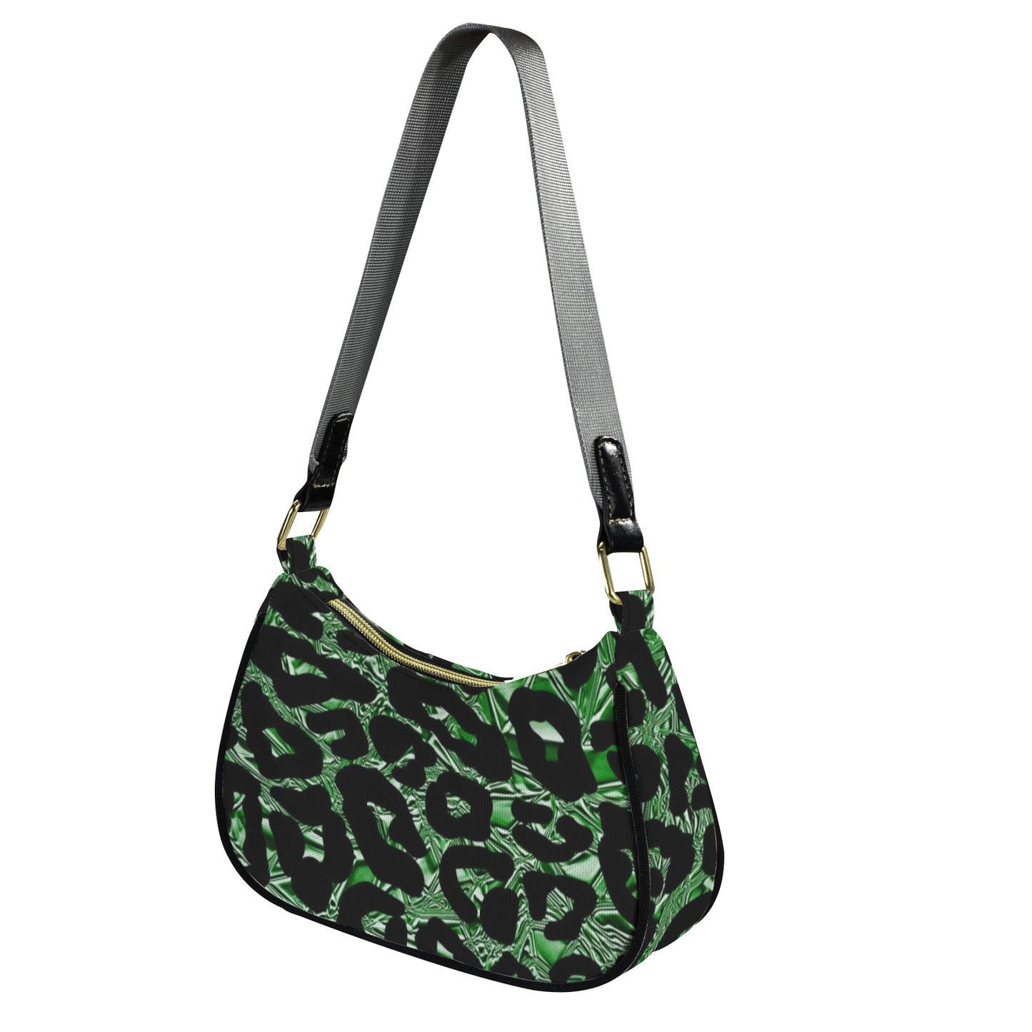 R&RH Emerald Safari Shoulder Bag With Grey Handles