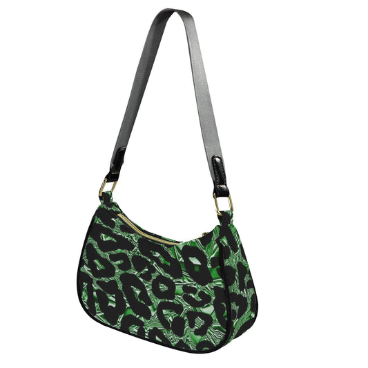 R&RH Emerald Safari Shoulder Bag With Grey Handles