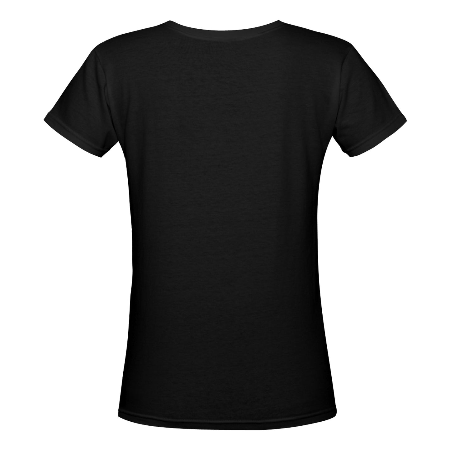 R&RH Woman Rose Womens Black Designer Deep V-neck T-shirt