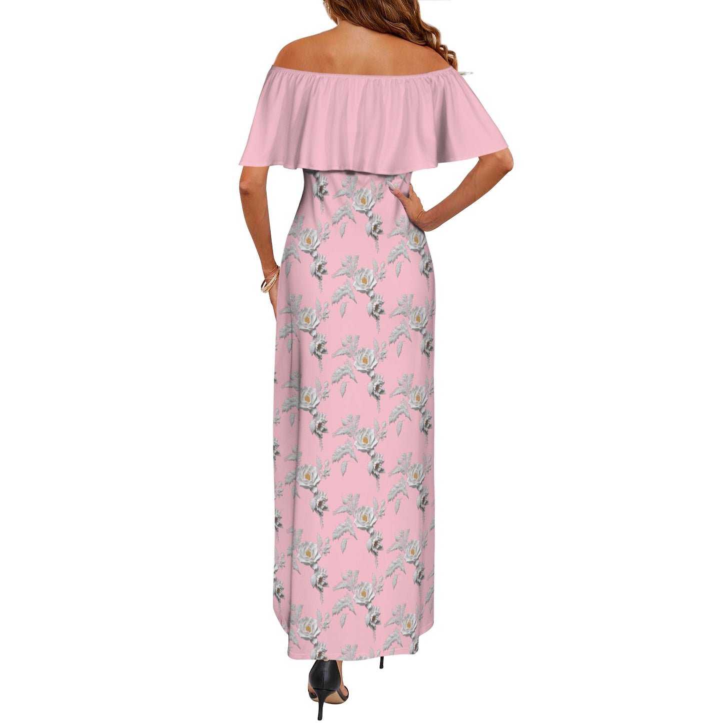 R&RH Rose Women's Flower Off Shoulder Dress