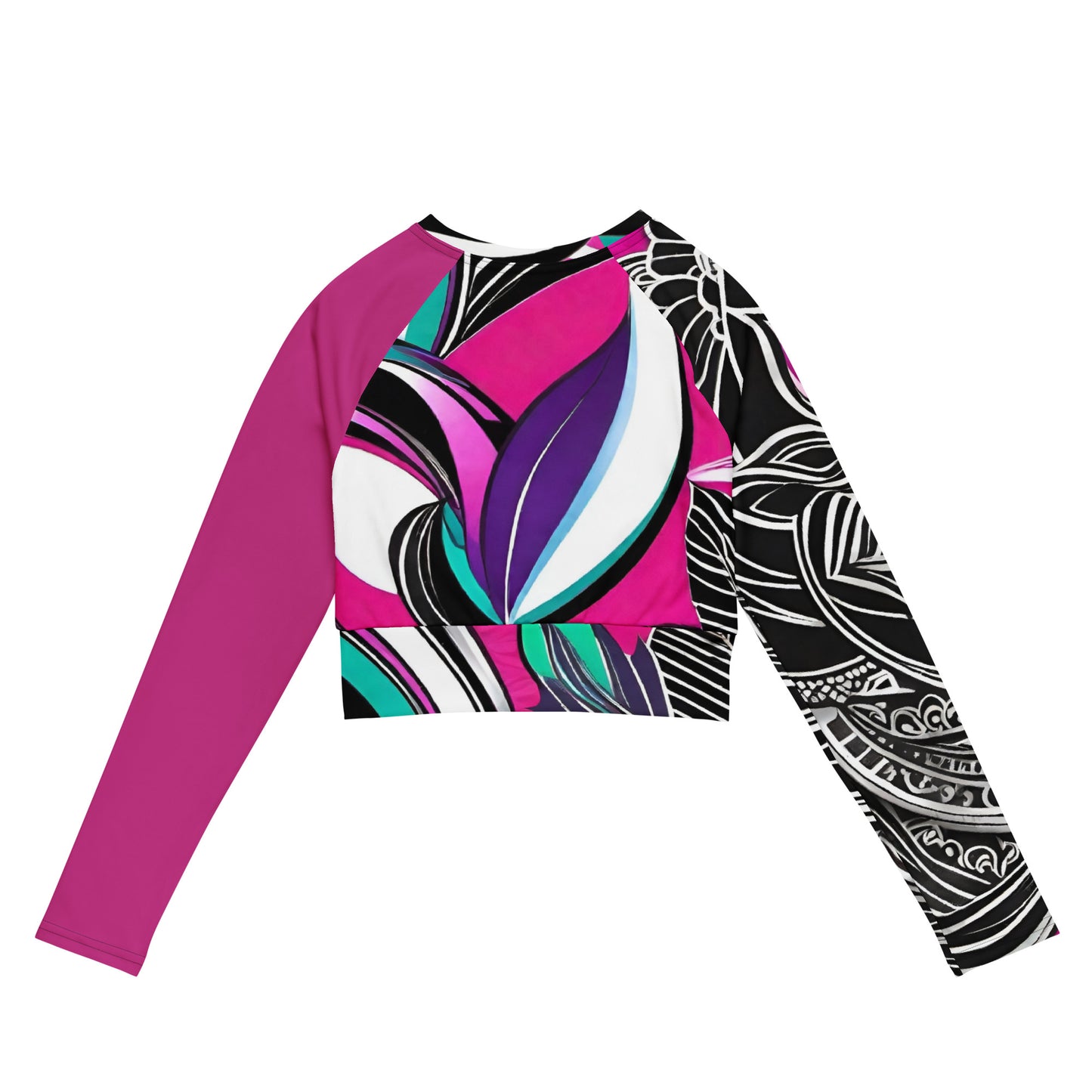 R_RH long-sleeve abstract womens crop top