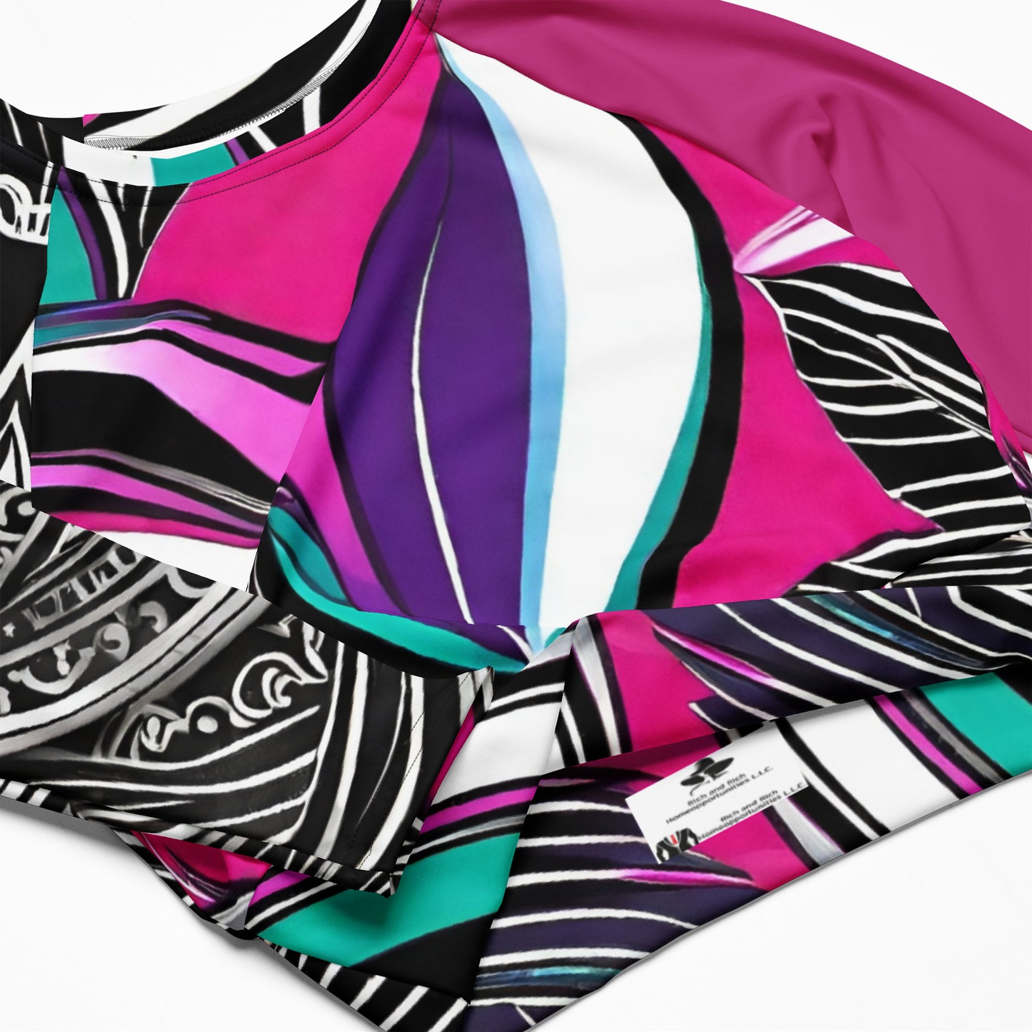 R_RH long-sleeve abstract womens crop top