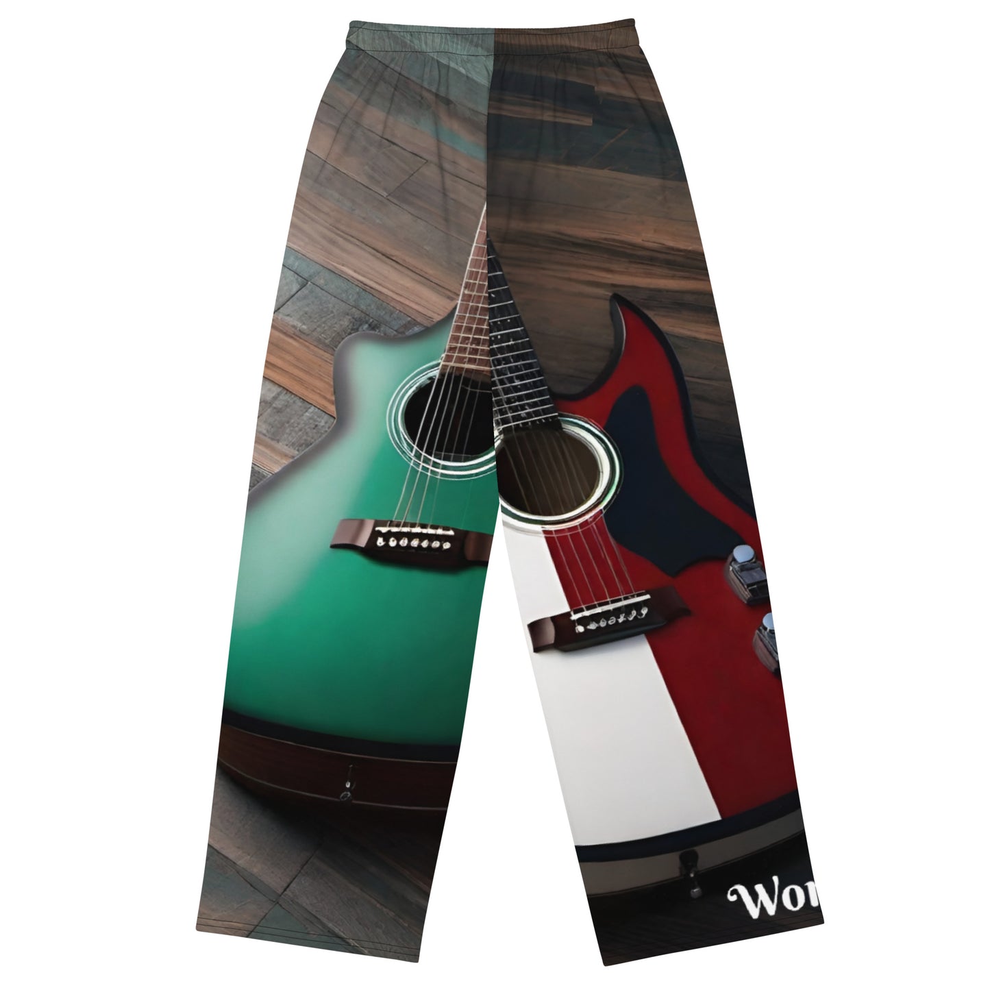 R_RH All-over guitar print unisex wide-leg pants