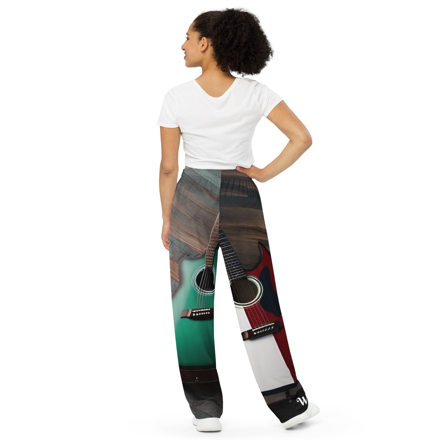 R_RH All-over guitar print unisex wide-leg pants