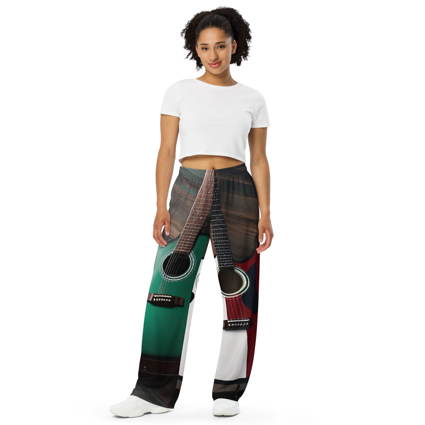 R_RH All-over guitar print unisex wide-leg pants