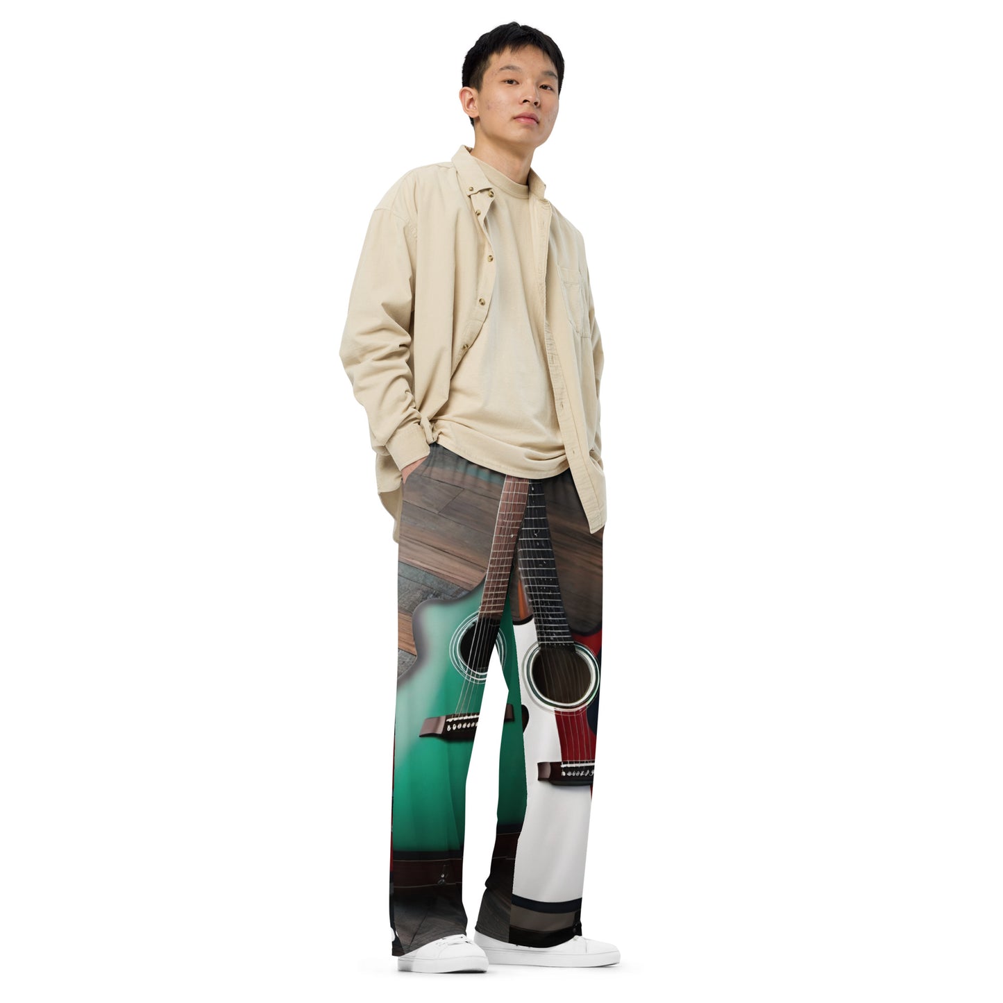 R_RH All-over guitar print unisex wide-leg pants