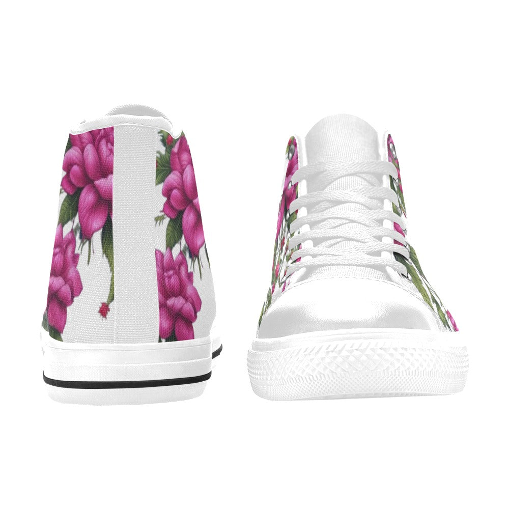 R&RH Fushia Roses Women's Classic High Top Canvas Shoes