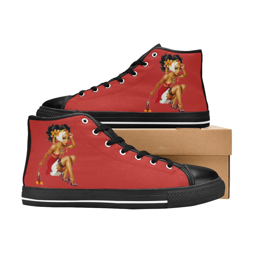 R&RH Red Women's Classic High Top Canvas Shoes