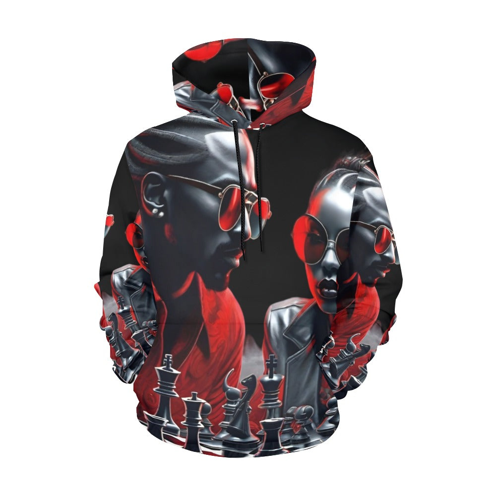 R&RH Chess Game Women's Black Hoodie