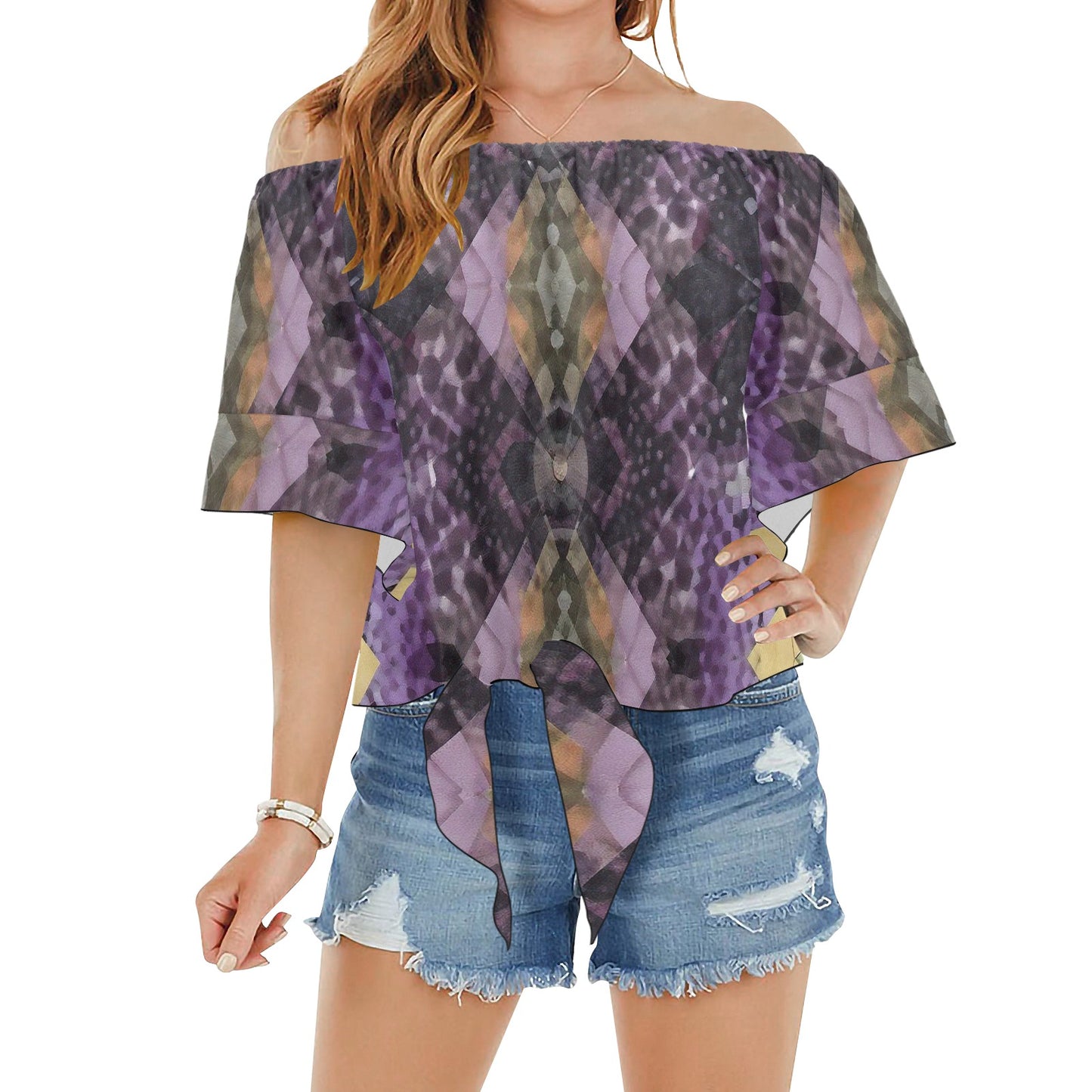 R&RH Women's Purple Off Shoulder Blouse