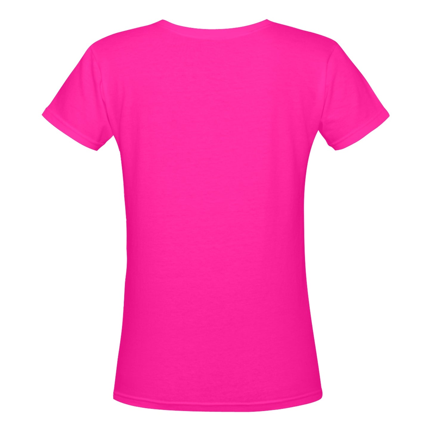 R&RH Woman Rose Womens Fuchsia Pink Designer Deep V-neck T-shirt