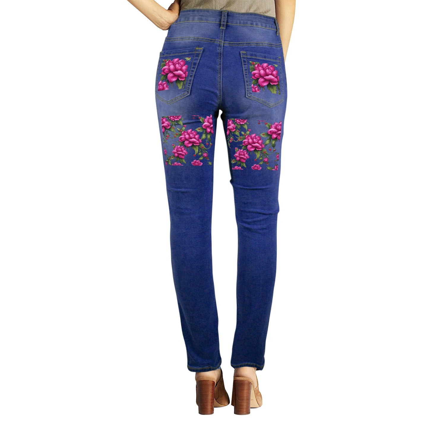 R&RH Fuchsia Flower Women's Jeans