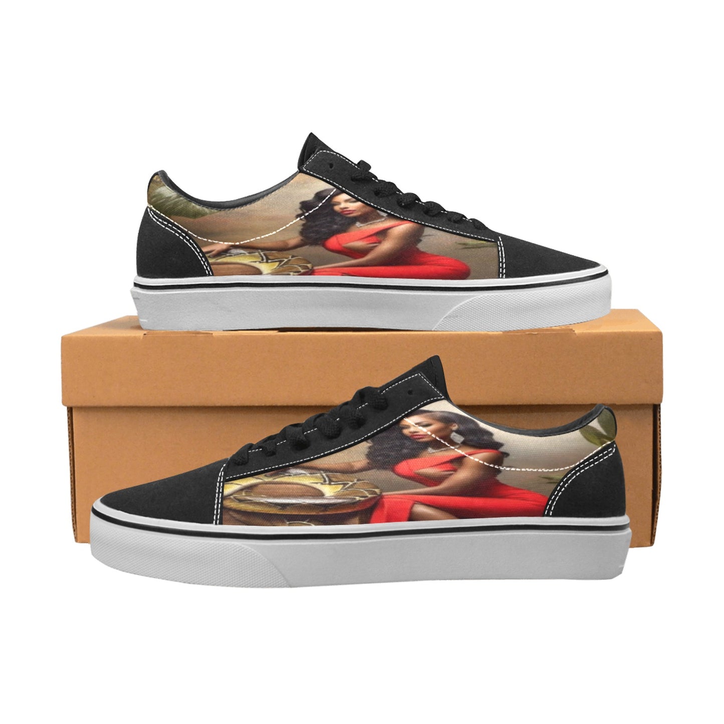 R&RH LuiiLoviie Womens Red Caricature Skateboarding