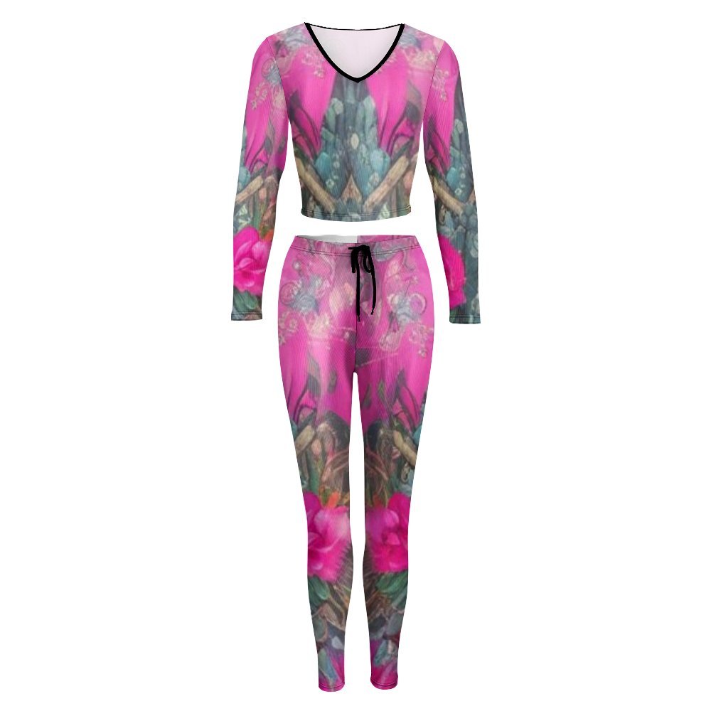 R&RH Womens Pink Yoga Jogging Suit