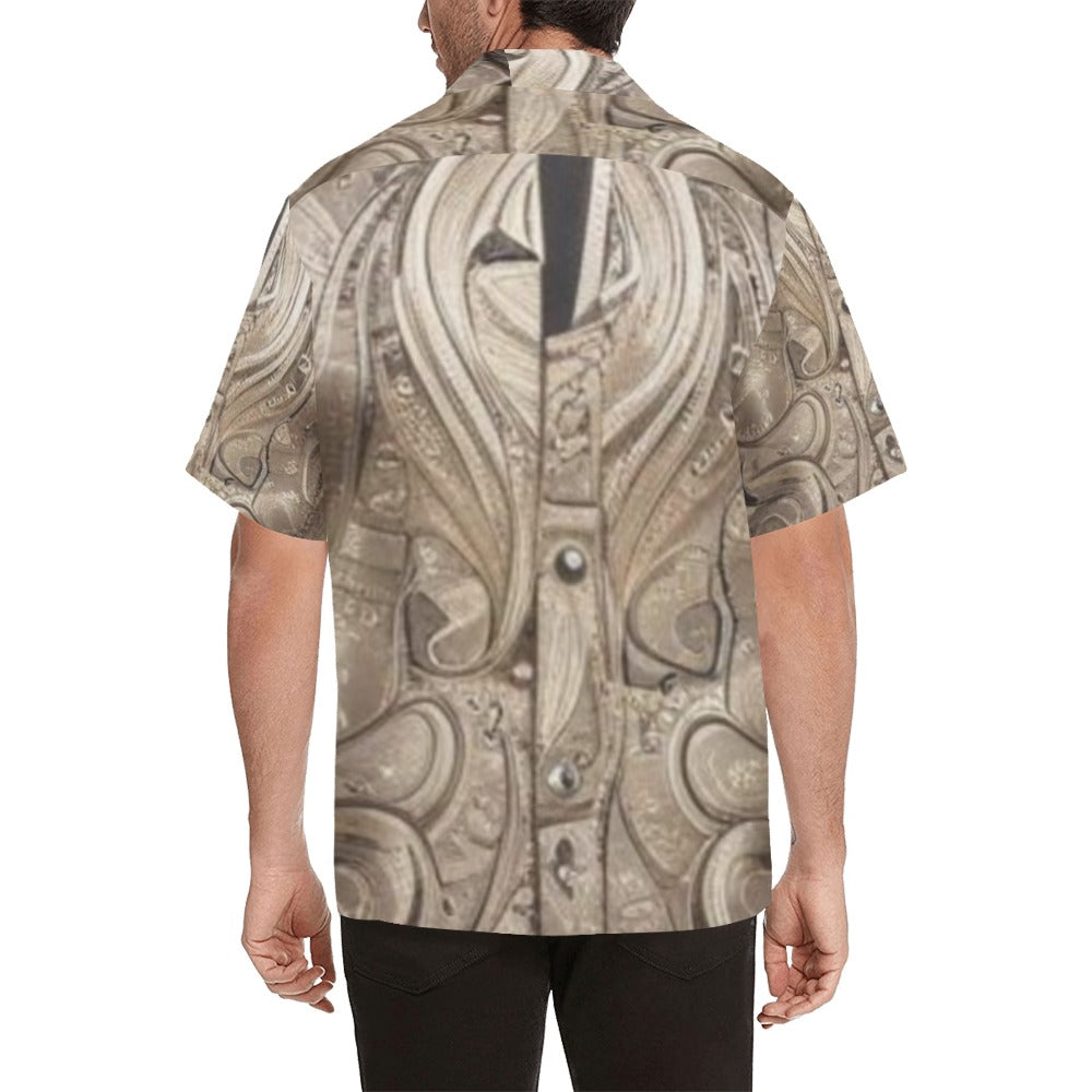 R&RH Earthtone Men's Abstract Shirt Hawaiian Shirt