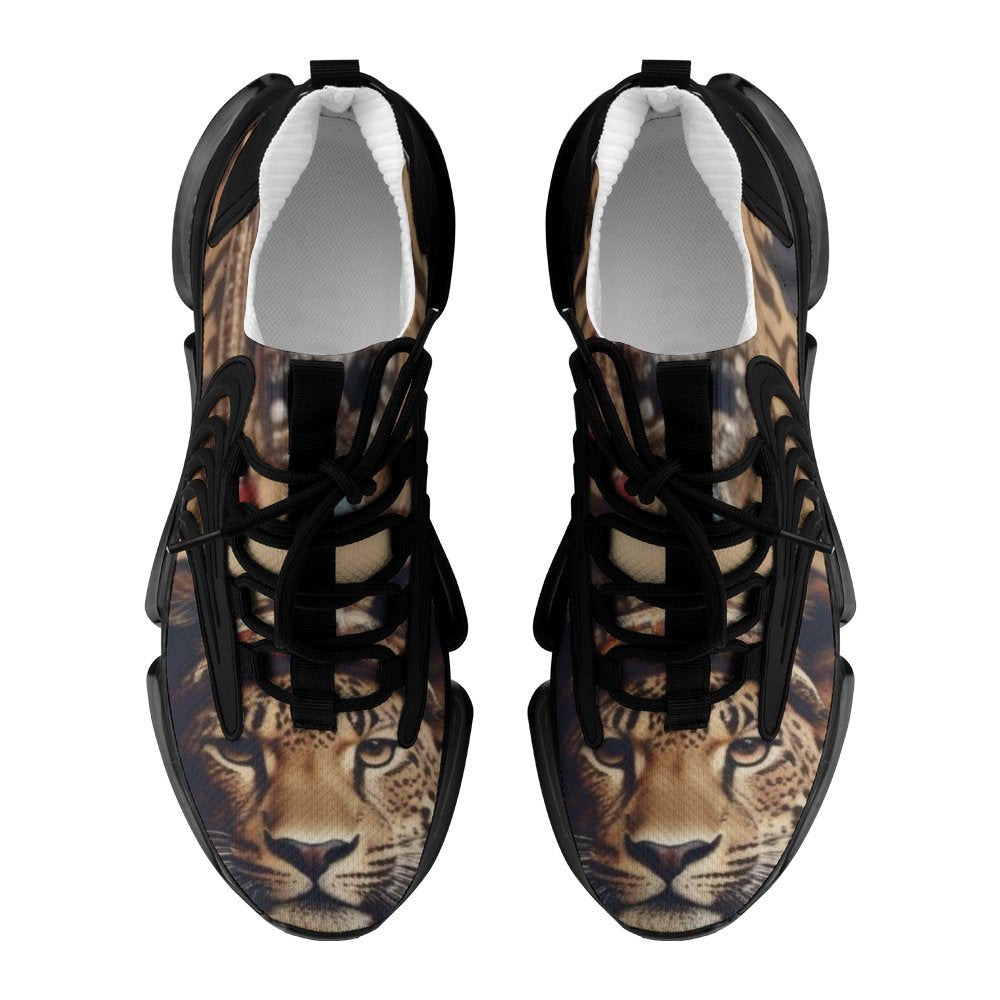 R&RH Men Mesh Leopard Brown Running Sneakers