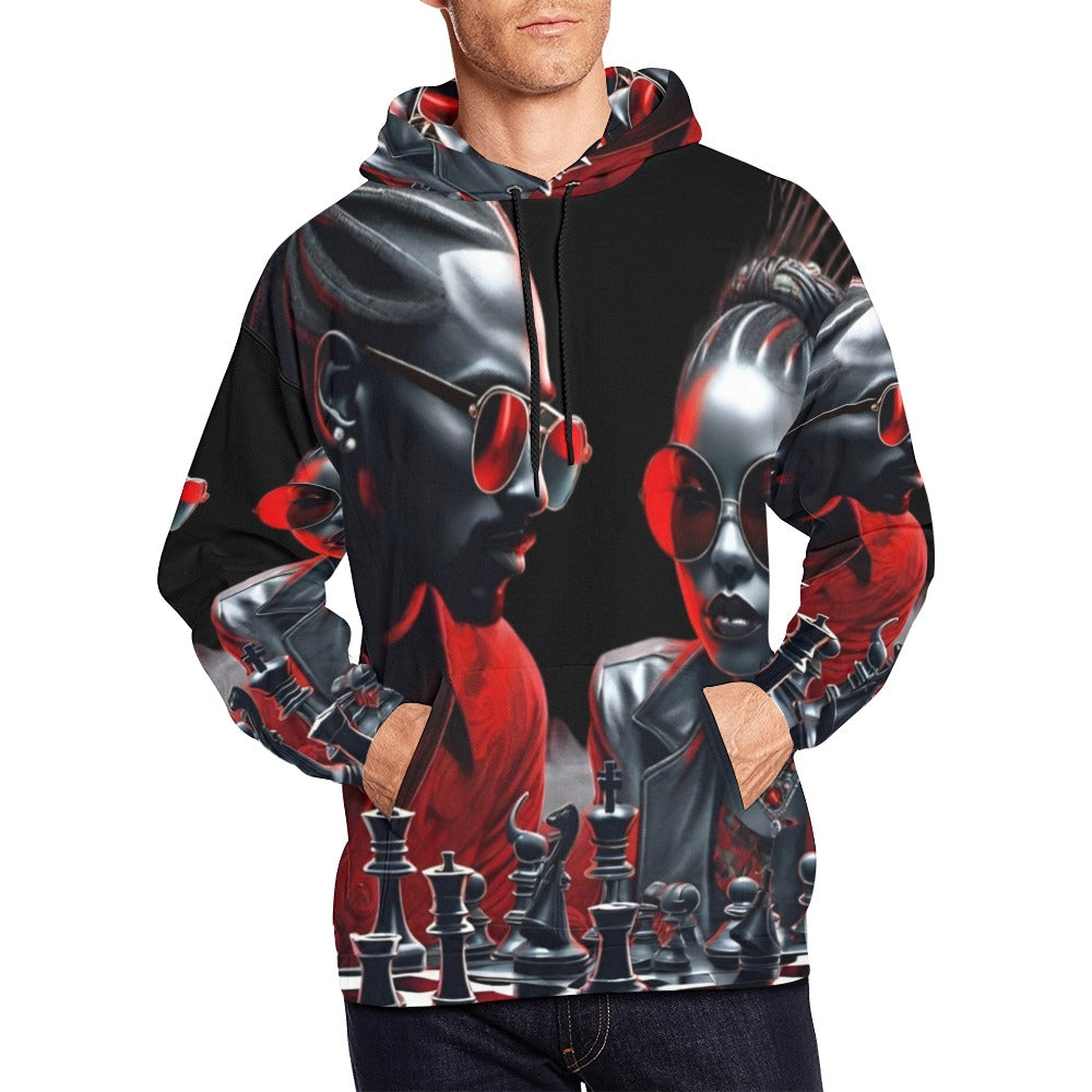 R&RH Men's Chess Game Black Hoodie