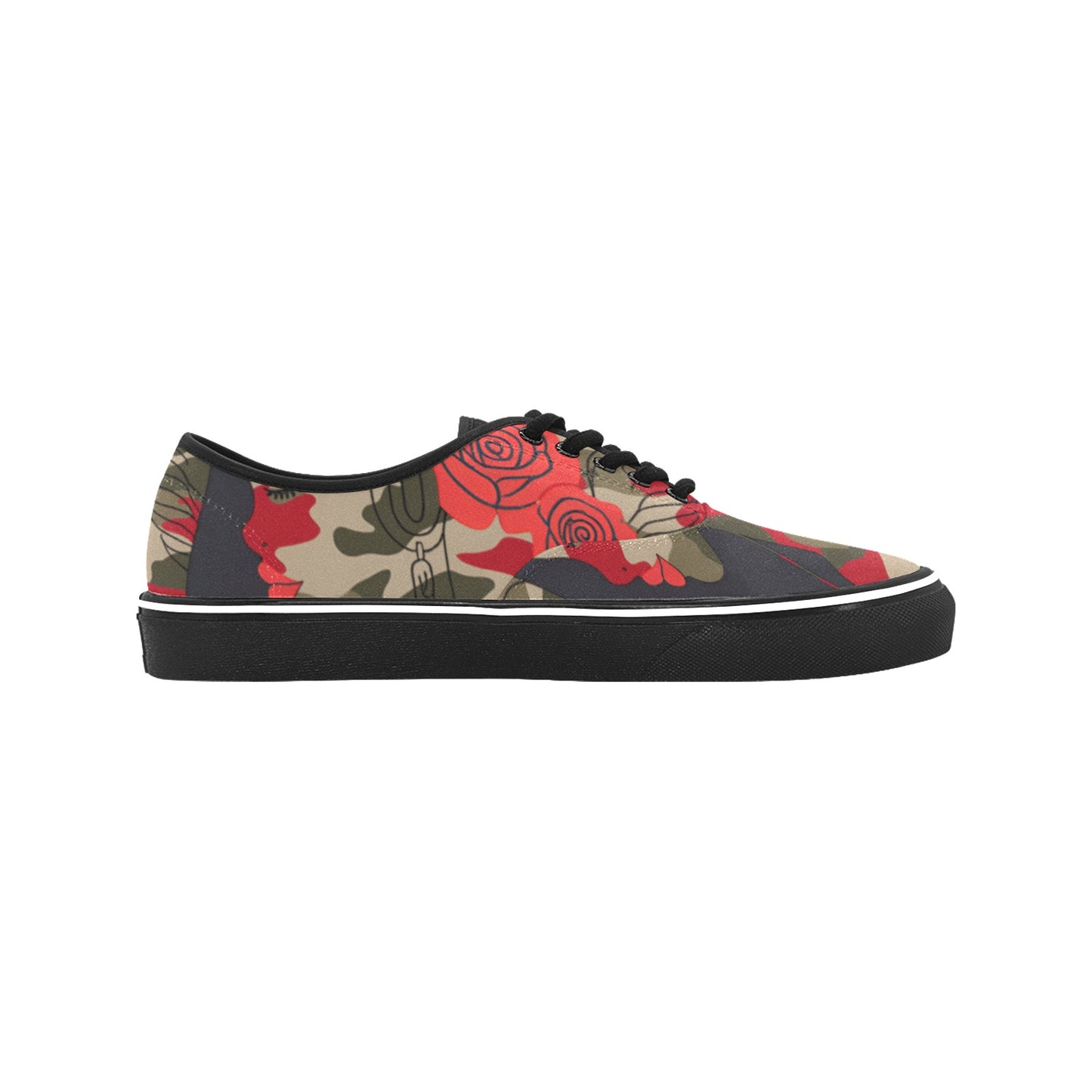 R&RH Woman With Rose Womens Camoflage Low Top Designer Sneakers