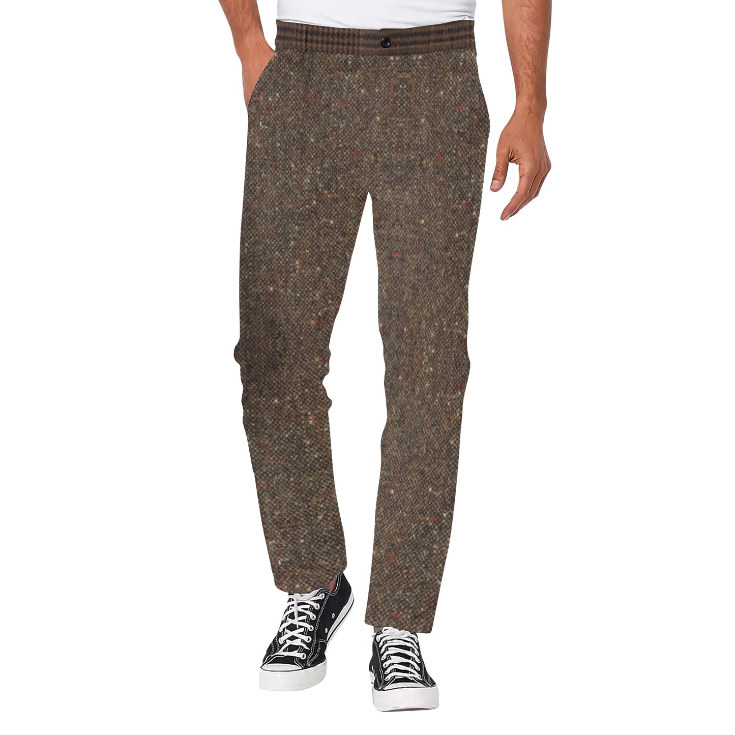 R&RH Brown Tweed Look Men's Designer Casual Pants