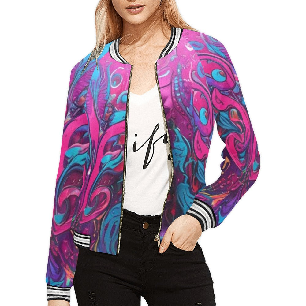 R&RH Abstract Bomber Jacket for Women