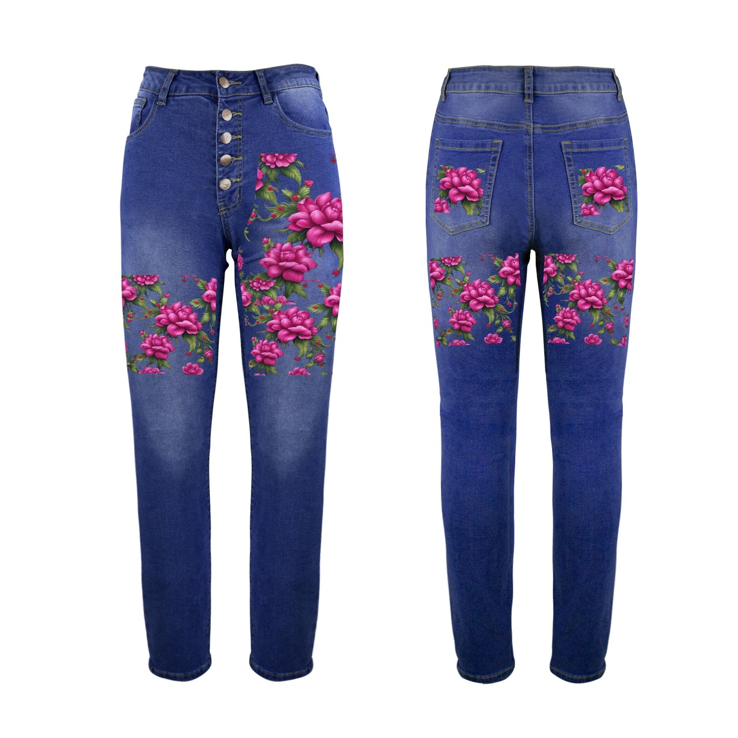 R&RH Fuchsia Flower Women's Jeans