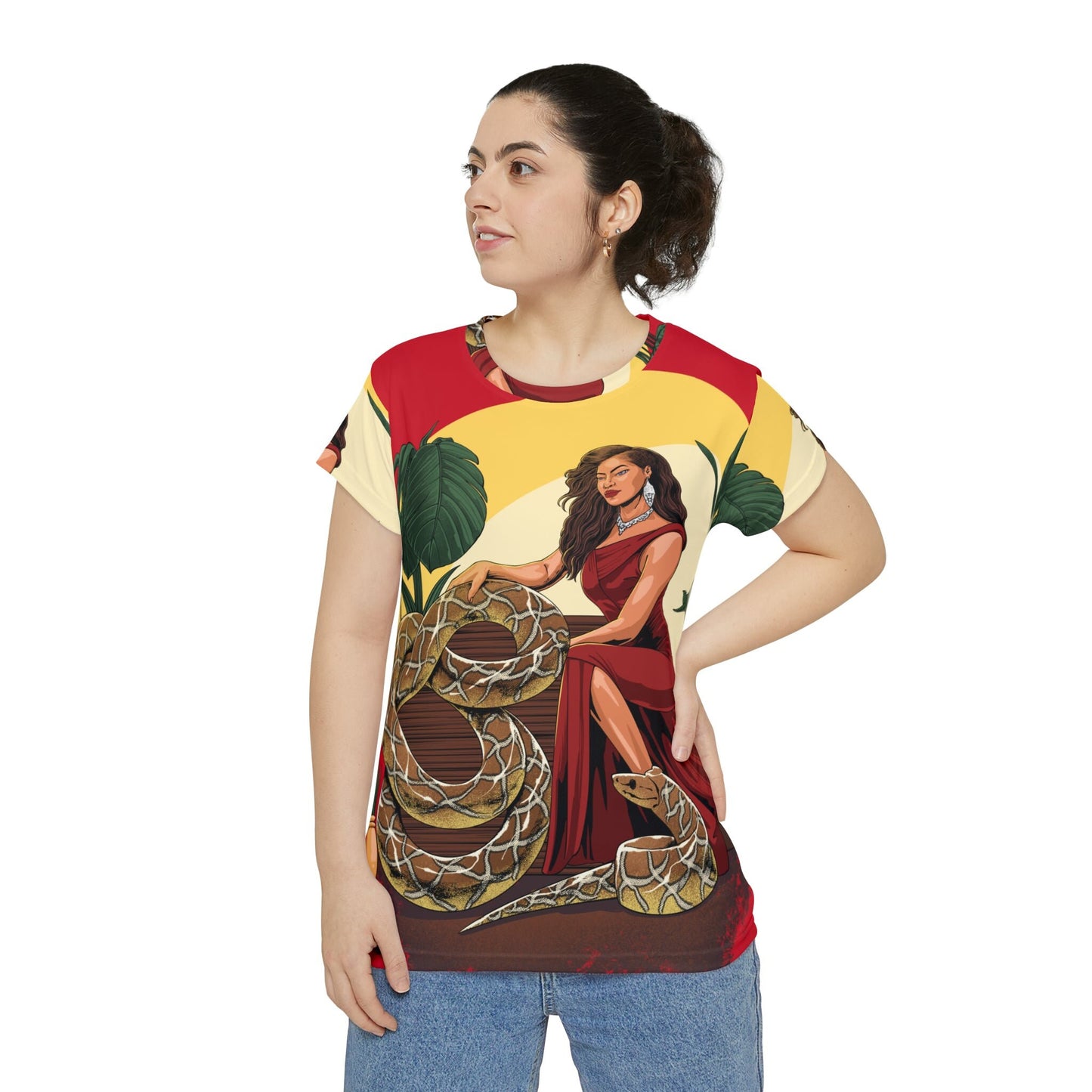 Women's Short Sleeve Yellow and Red LuiiLoviie T-Shirt