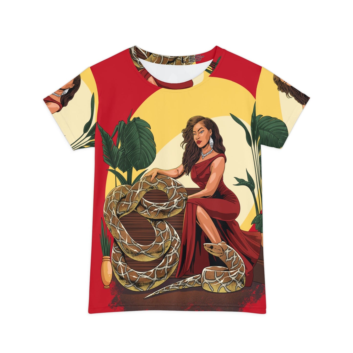 Women's Short Sleeve Yellow and Red LuiiLoviie T-Shirt