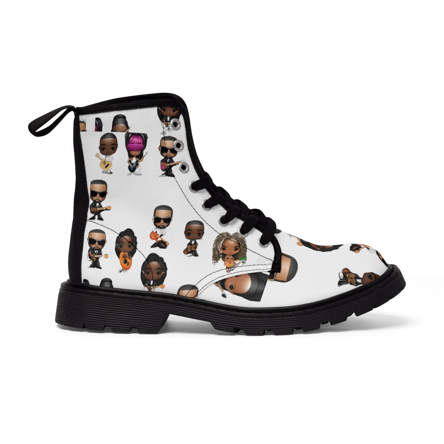 R&RH White Caricature Toons Women's Canvas Boots